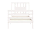 Bed frame without mattress, white, solid wood