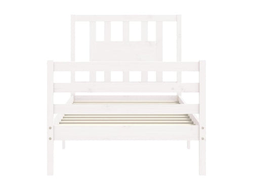 Bed frame without mattress, white, solid wood