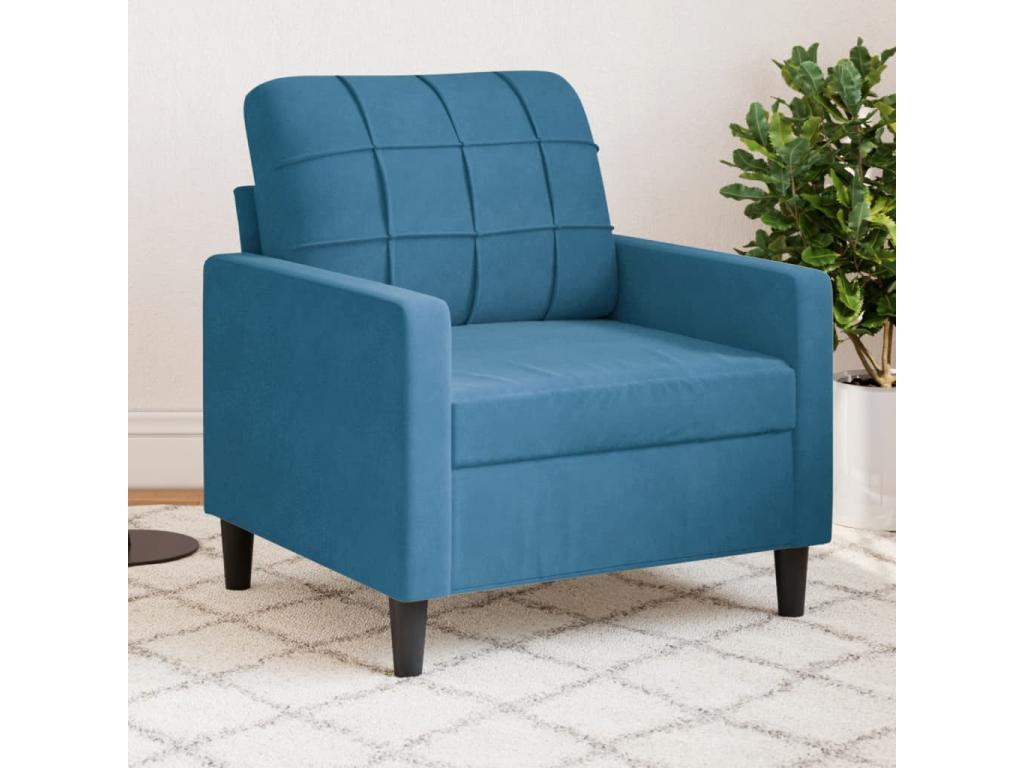 Blue Armchair 60 cm Velvet HIYN00970