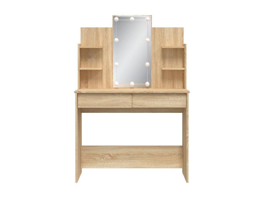 Dressing table with LED lighting, oak finish, 96x40x142