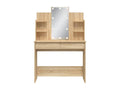 Dressing table with LED lighting, oak finish, 96x40x142