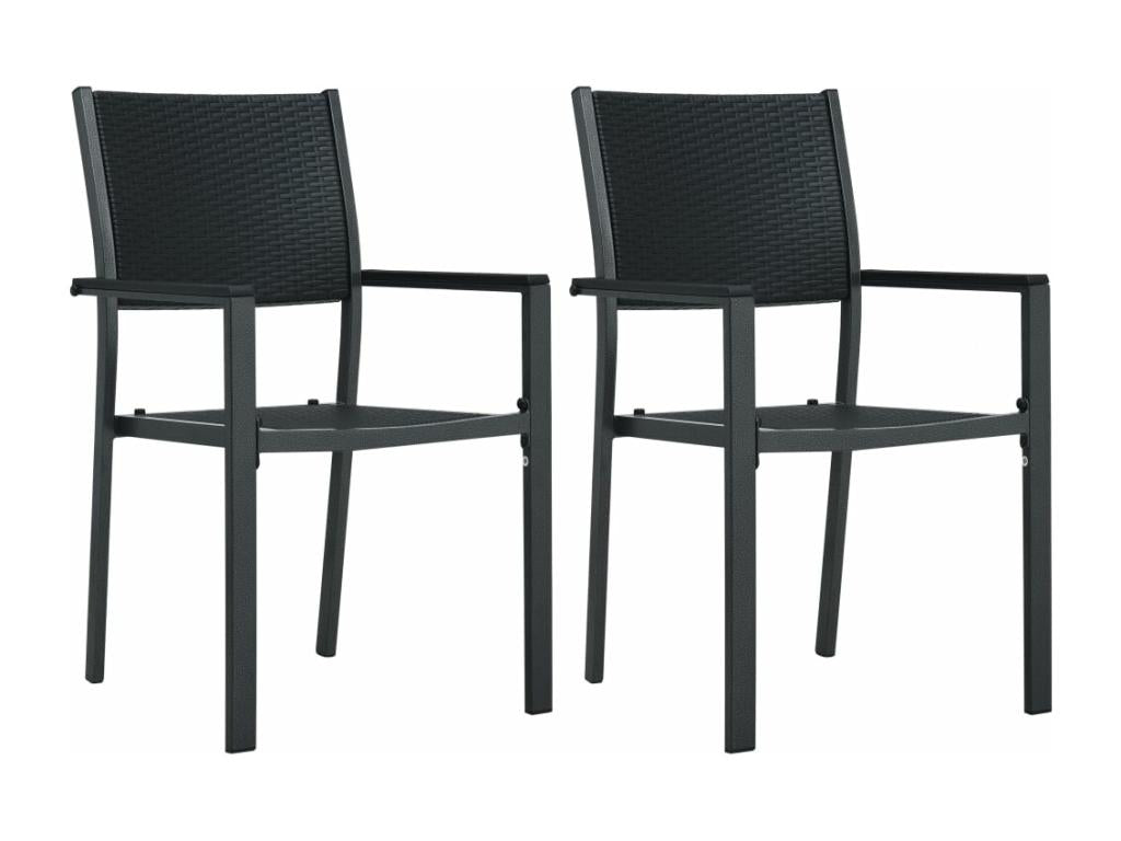 2-piece garden chairs, black plastic with a rattan look