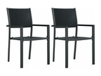 2-piece garden chairs, black plastic with a rattan look