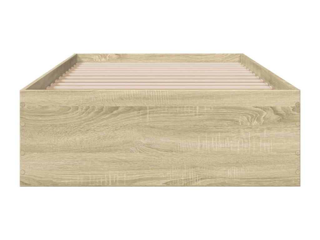 Meublori oak bed frame and drawers, 90x190cm, engineered wood