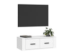 Wall-mounted TV unit, white, 80x36x25 cm, engineered wood