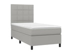Meublori bed base with mattress and LED, light grey, 90x200cm