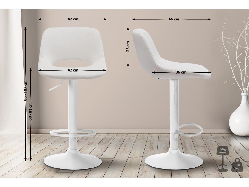 White metal bar stool/chair, 42x46x86 cm, 10 0004604