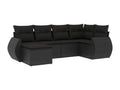 6-piece garden furniture set with cushions, black woven resin WHBI65061