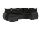 6-piece garden furniture set with cushions, black woven resin WHBI65061