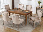 Set of 6 velvet chairs - with solid wood legs - beige