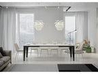 Extendable rectangular table for 6 to 12 people, L 160 to 264cm, white with dark grey steel legs, Laviecasa MCPK08507