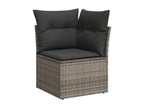 7-piece garden furniture set with cushions, grey woven resin KCJH55352