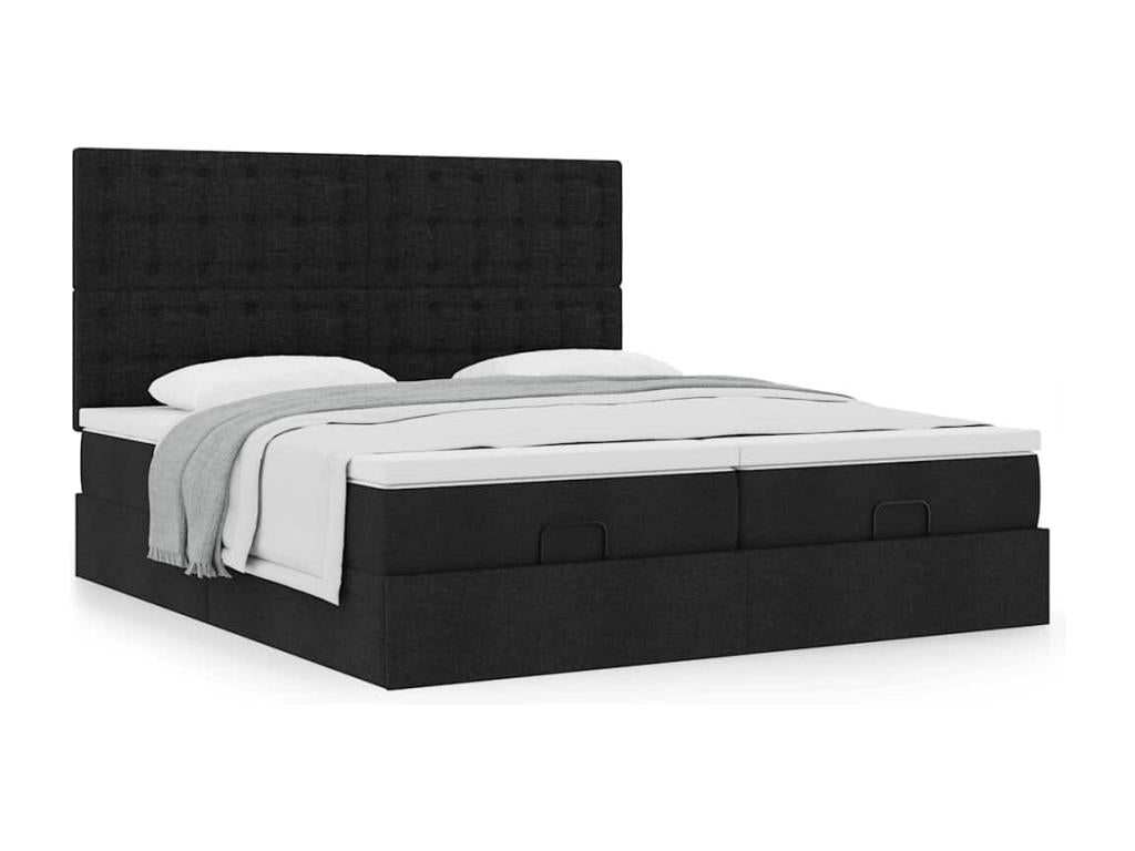 Ottoman bed frame with black mattress 200x200cm fabric