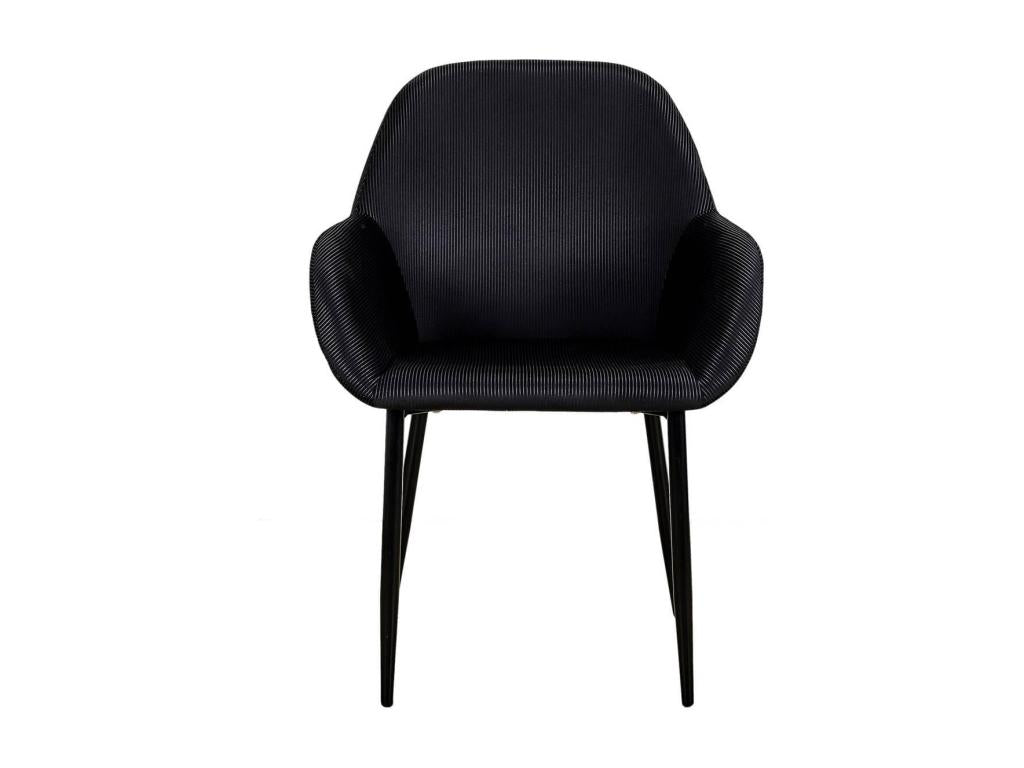 Meublori - Set of 6 Black Corduroy Armchairs
