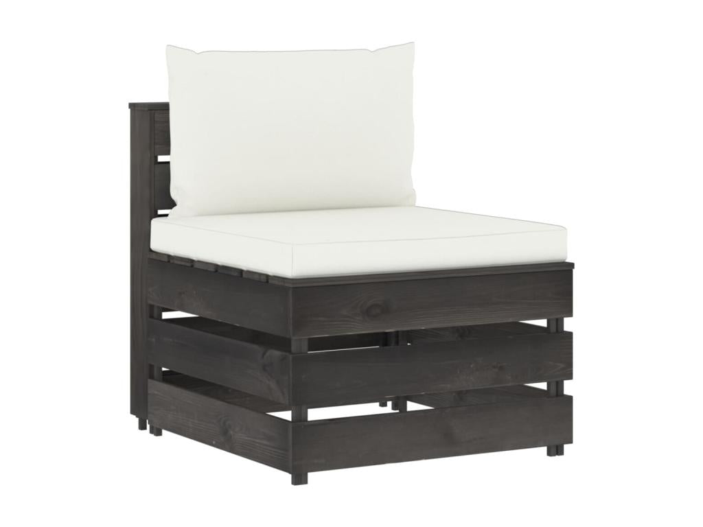 3-piece garden furniture set with cushions, grey impregnated wood, 13