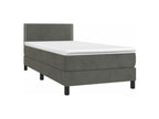 Meublori bed base and mattress, dark grey, 90x200 cm, velvet