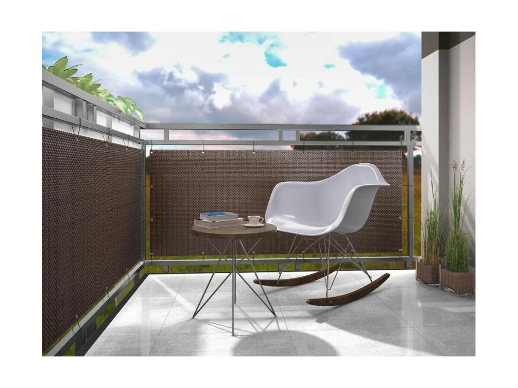 Wicker resin storage unit with beige metal eyelets, 0.9 x 3 m