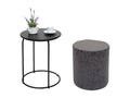 Set of 2 poufs and side table Meublori-K48 - coffee table, stool - Meublori certified MDF, metal, faux leather - black