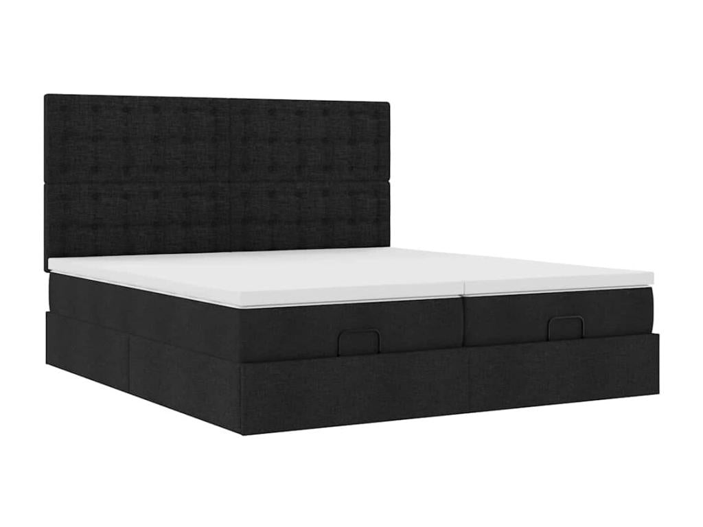 Ottoman bed frame with black mattress 200x200cm fabric