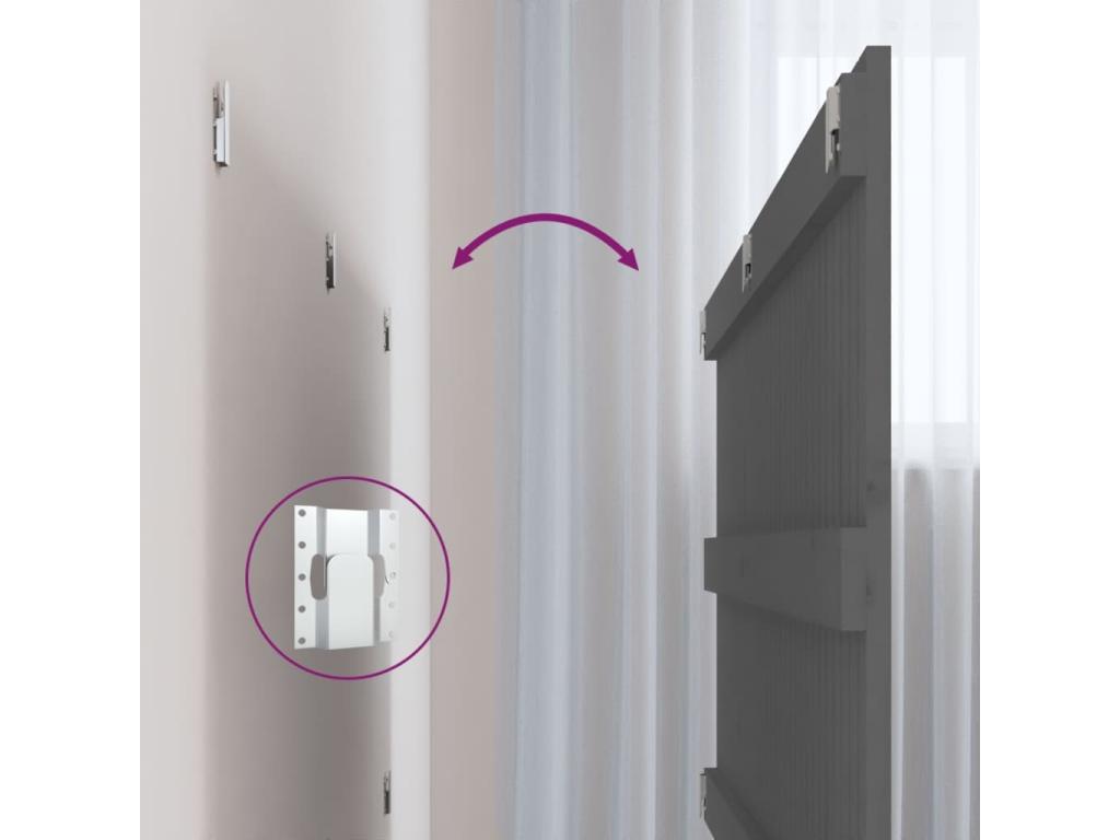 Grey wall-mounted headboard, 140x3x60 cm, solid pine wood