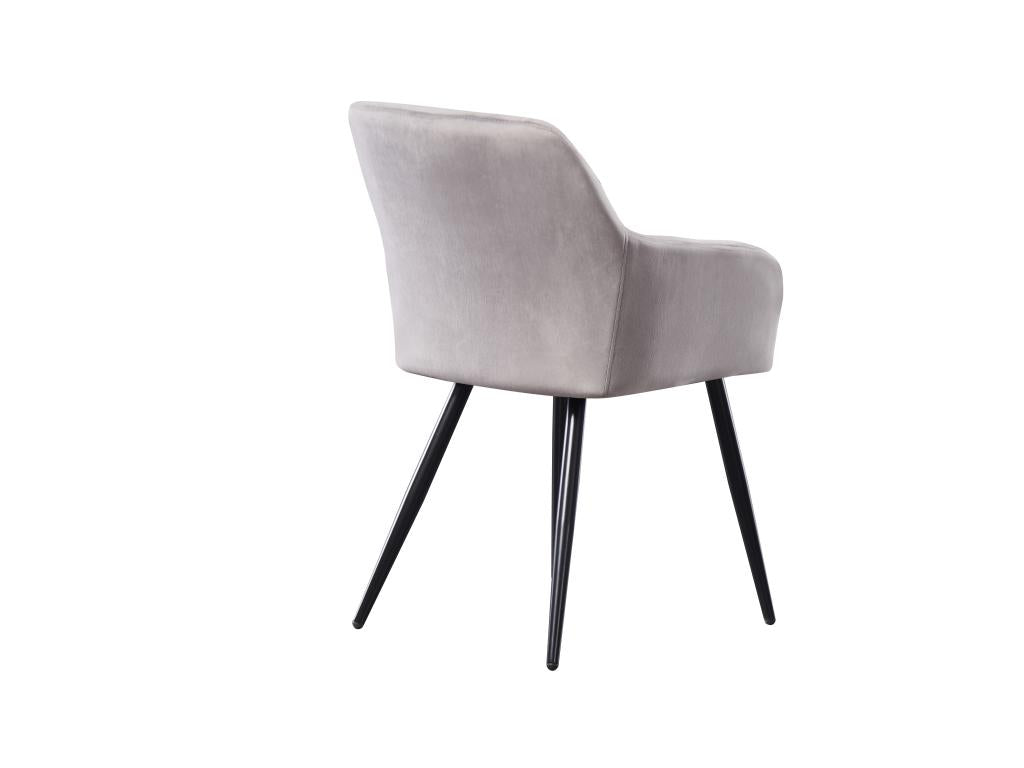 Set of 4 Meublori dining chairs - Velvet upholstered with metal legs - Light grey