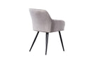 Set of 4 Meublori dining chairs - Velvet upholstered with metal legs - Light grey