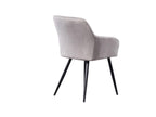 Set of 4 Meublori dining chairs - Velvet upholstered with metal legs - Light grey