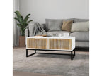 White coffee table 80x40x35 cm Engineered wood and iron