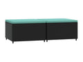 Garden footrest with cushions, 2 pcs, black woven resin