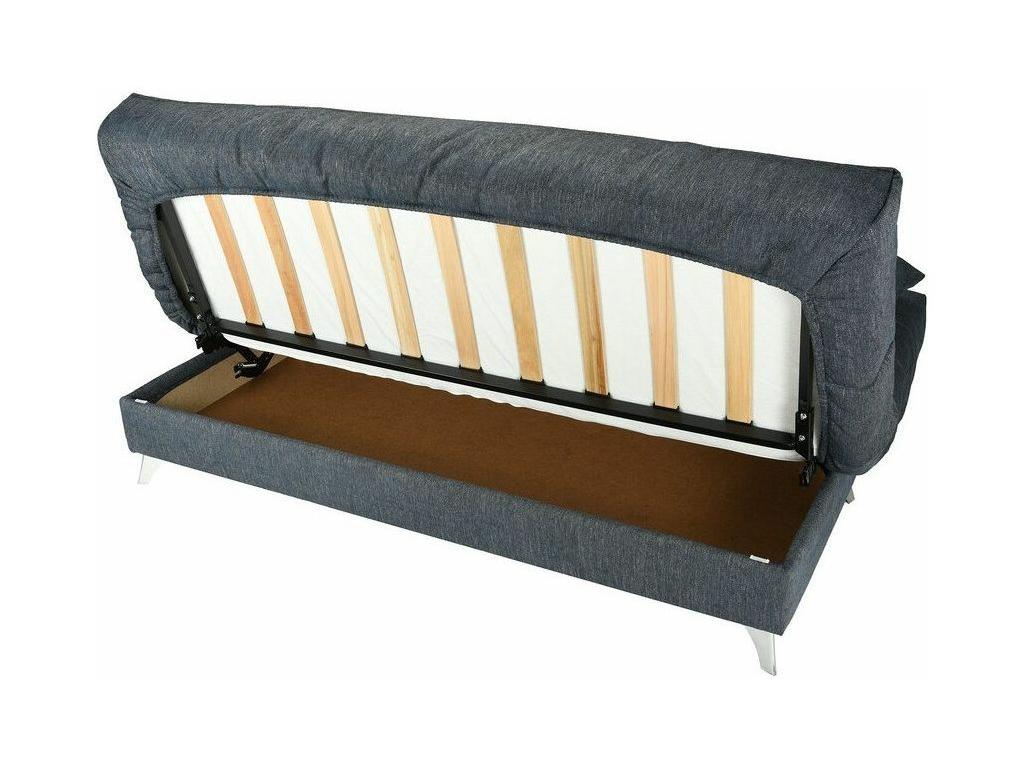 Meublori fabric bench 130x190 with 13cm Starflex mattress and Malax storage - Cyan Blue