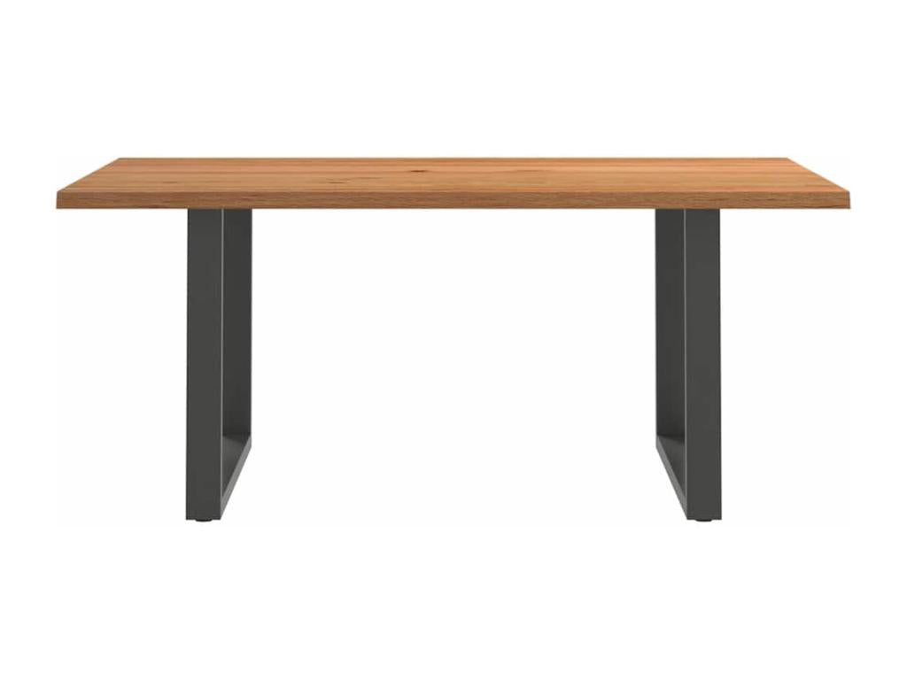 Rectangular light brown solid oak wood dining table