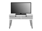 Meublori - TV stand with 2 compartments in white laminate
