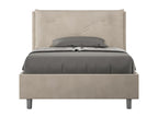 Single bed without slatted base, upholstered 120x200 cm, sand microfiber, Meublori Large