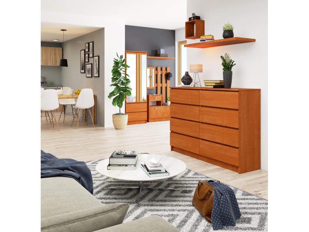 Meublori K140 Alder Chest of Drawers, 138 cm, 8 Drawers, Alder Front, 138x40x99 cm