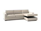 Fixed sofa Meublori Corner sofa Made in Italy Living room sofa with right-hand storage compartment and slim armrests 260x95x90cm Beige