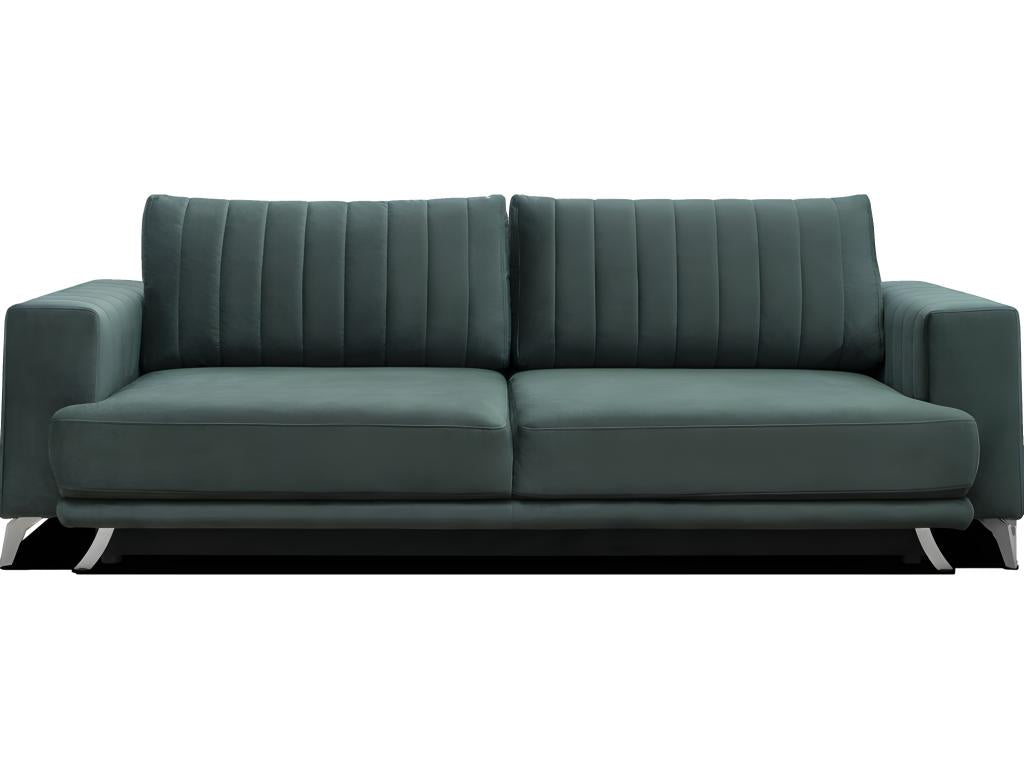 3/4 seater convertible sofa with storage space - dark green - in luxury quality fabric by Meublori