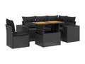 6-piece garden furniture set with cushions, black woven resin AVKF72087