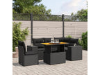 6-piece garden furniture set with cushions, black woven resin AVKF72087