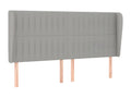 Headboard with wings, light grey, 203x23x118/128 cm, fabric