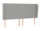 Headboard with wings, light grey, 203x23x118/128 cm, fabric