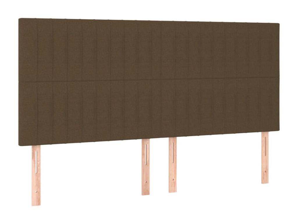 LED Headboard, Dark Brown, 200x5x118/128 cm, Fabric