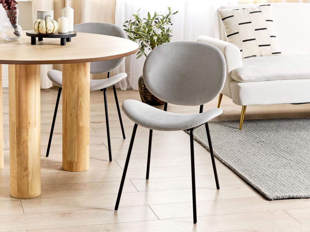 Set of 2 Meublori dining chairs in light grey velvet