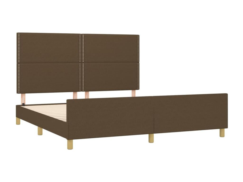 Bed frame with headboard, dark brown, 160x200 cm, fabric