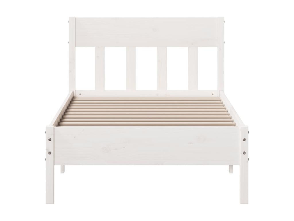 Bed frame without mattress, white, 90x200 cm, solid pine wood, FSEH86149