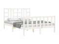 Bed frame with white double headboard, solid wood