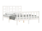Bed frame with white double headboard, solid wood