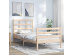 Small, simple, solid wood bed frame with headboard