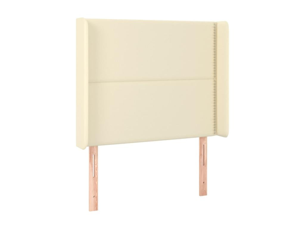 Headboard with wings, Cream, 83x16x118/128 cm, Faux Leather