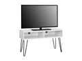 Meublori - TV stand with 2 compartments in white laminate