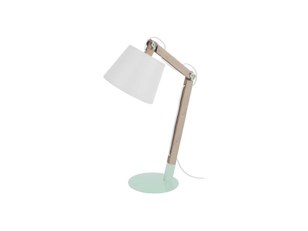 Articulated desk lamp in natural green wood, 68 cm.